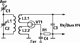 Дважды балансный модулятор-смеситель на одном полевом транзисторе